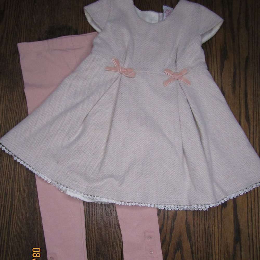 Tahari girls 2 piece winter special occasion outfit size 4 dress leggings set